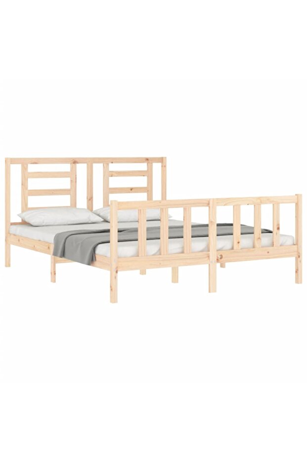Bed frame with headboard, solid wood, king size 5FT - 4
