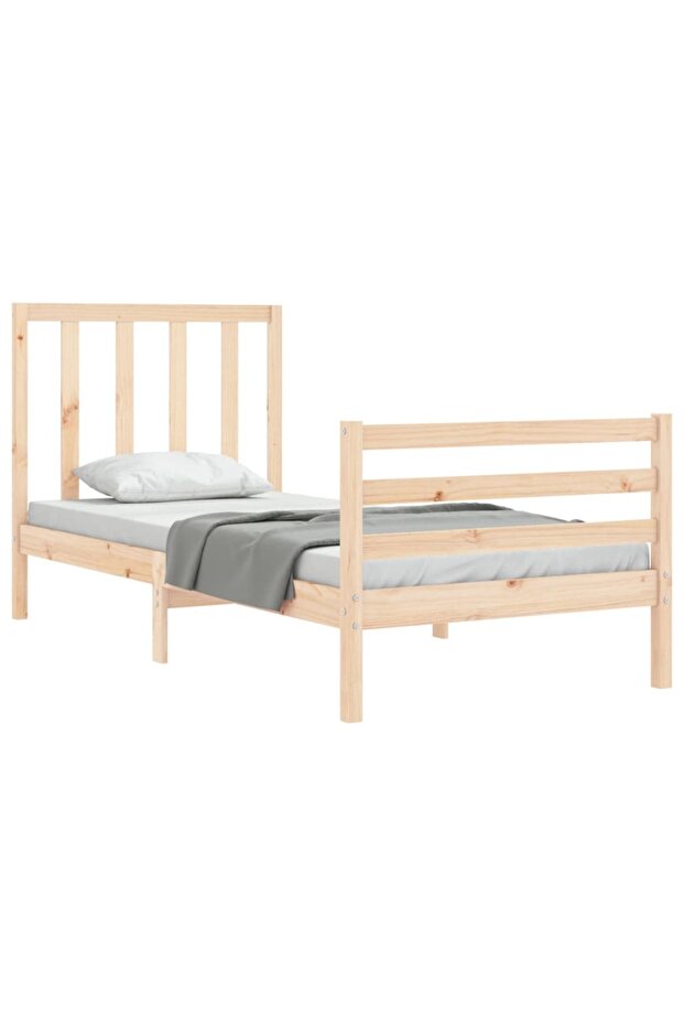 Bed frame with headboard, 90x200 cm, solid wood - 4