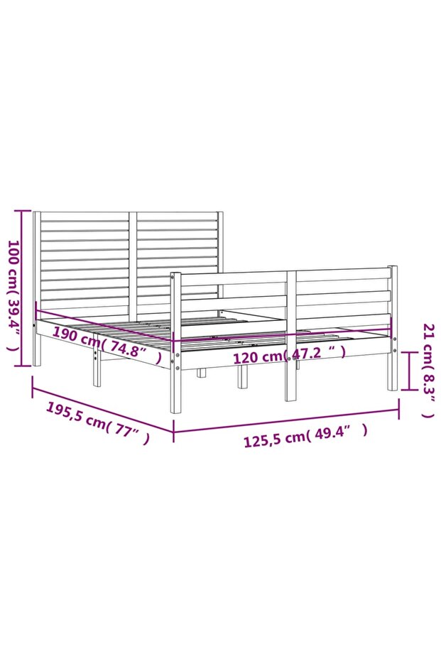 4FT Bed Frame with Headboard, Small Double, Solid Wood - 8