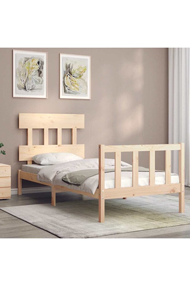Bed frame with headboard 3FT, single, solid wood - 4