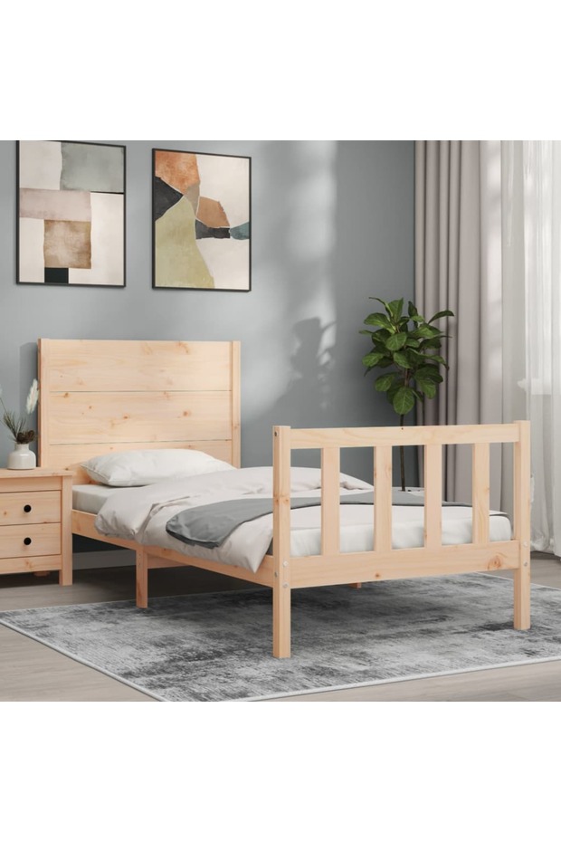 Bed frame with headboard 3FT, single, solid wood - 3