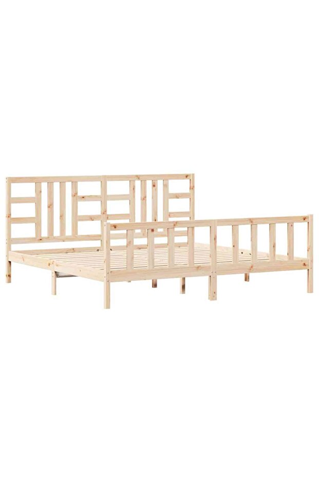 Bed frame with headboard 200x200 cm, solid pine wood - 2