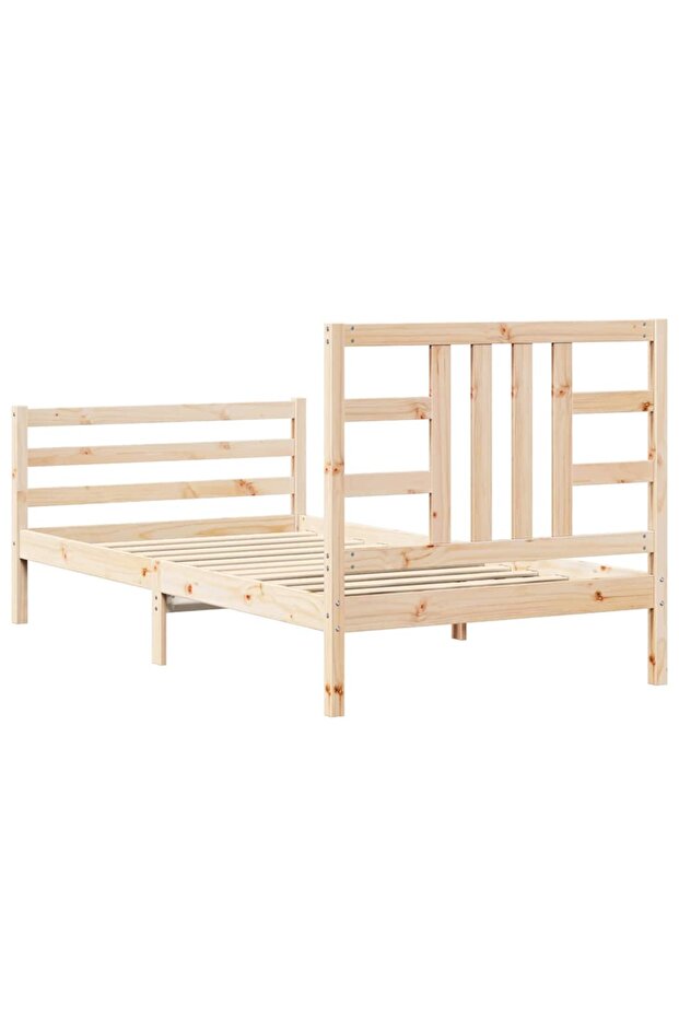 Bed frame with headboard, 100x200 cm, solid wood - 6