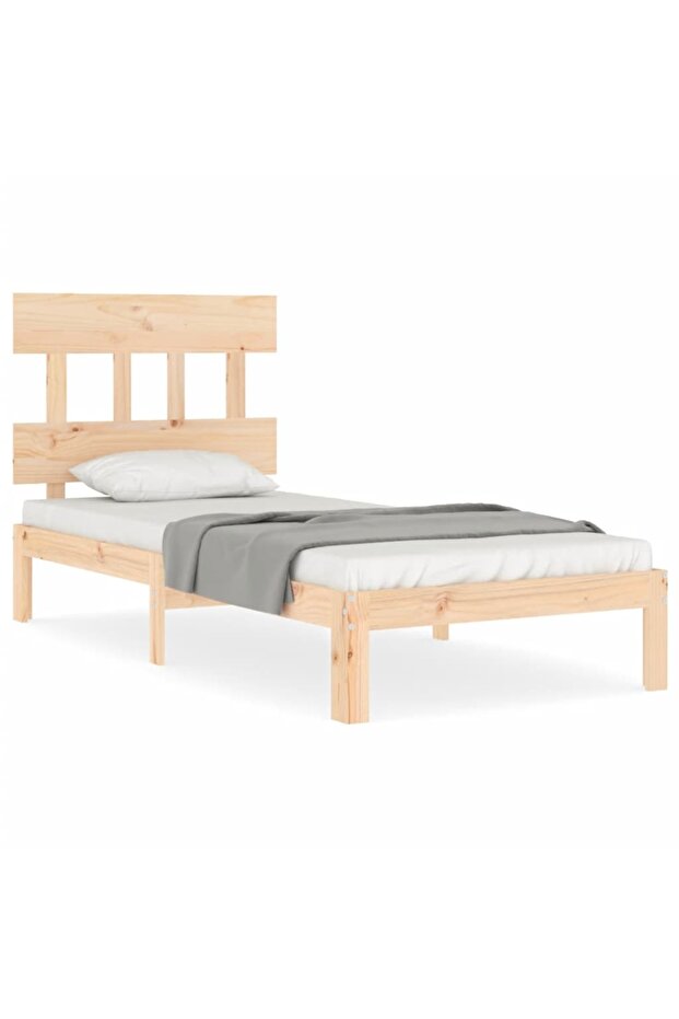 Bed frame with headboard, 90x200 cm, solid wood - 2