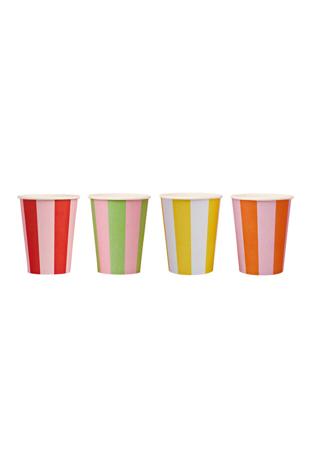 Bright Banquet Striped Paper Cups 8Ct