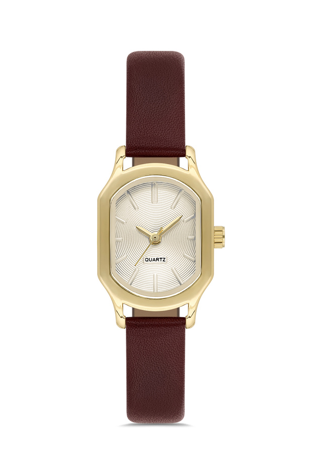 Women's Minimal Burgundy Leather Wristwatch Tctsn001001S0445