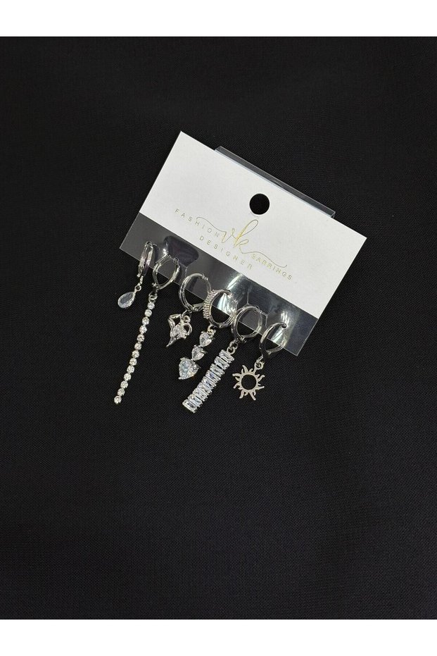 316L Steel Silver Color 6-Piece Earrings