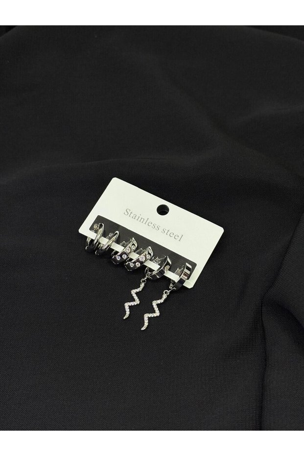 316L Steel Silver Color 6-Piece Set Earrings