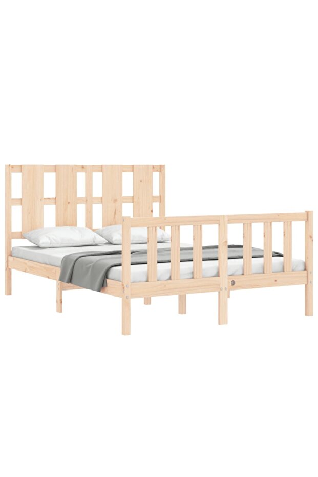 Bed frame with headboard, 140x200 cm, solid wood - 4