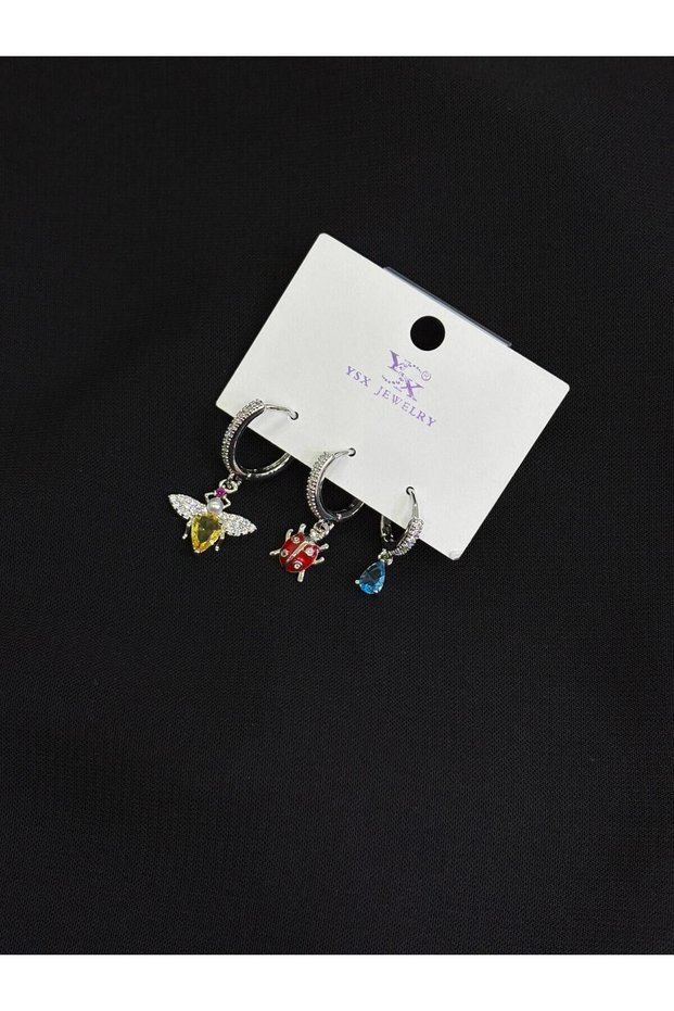 Ysx Jevelry Steel Silver Color 3-Piece Earrings