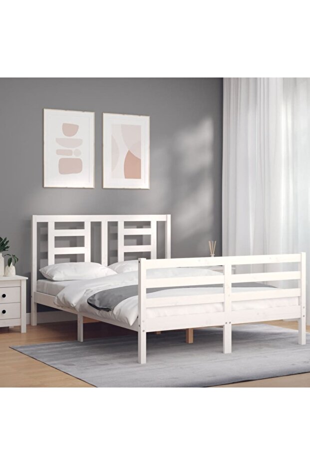 4FT Bed Frame with Headboard, Small Double, Solid Wood - 3