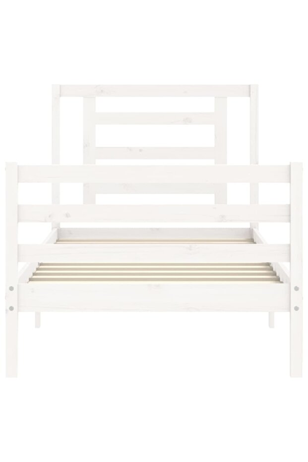 Bed frame with headboard 3FT, single, white, solid wood - 6