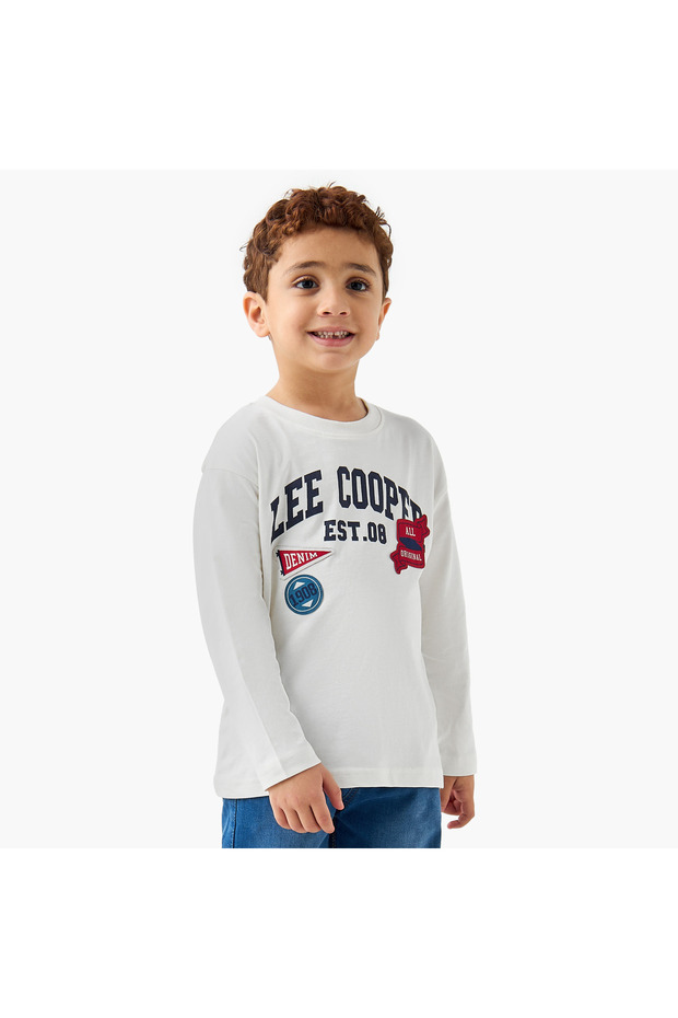 Printed Crew Neck T-shirt and Long Sleeves