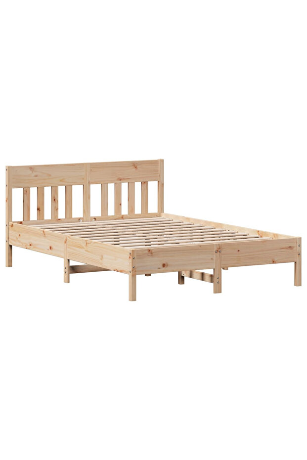 Bed frame with headboard, 160x200 cm, solid pine wood - 2