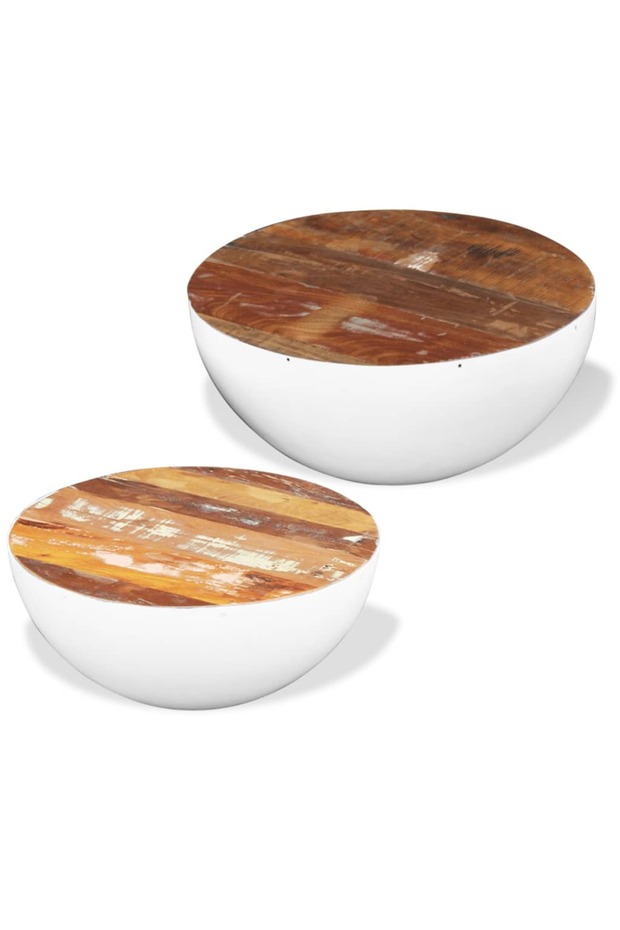 Coffee table, 2 pcs., solid recycled wood - 2