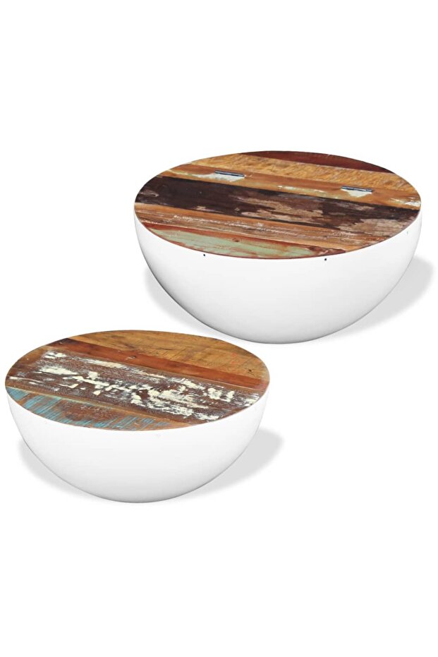 Coffee table, 2 pcs., solid recycled wood - 5