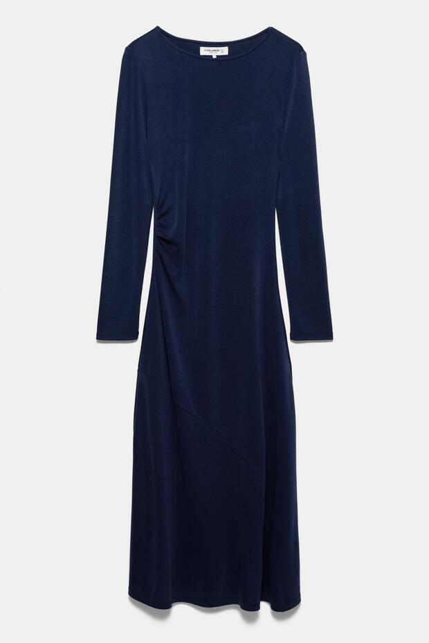 Dökümlü akışkan cupro midi elbise - 7