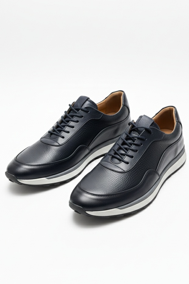 100% Genuine Leather Navy Blue Lace-Up Comfortable Casual Men's Shoes Luass28Al0041