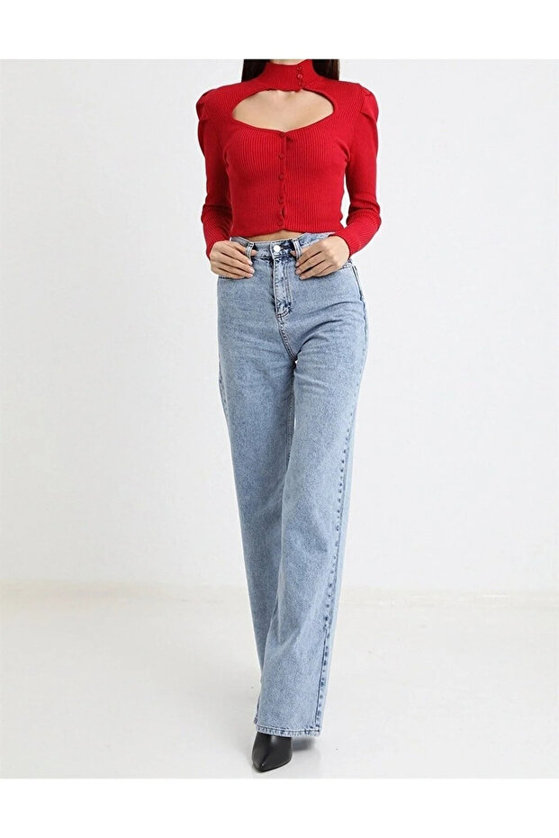 (Aşk) Love 90's Blueva Blue Snow Wash Extra High Waist Palazzo Loose (Blueva)