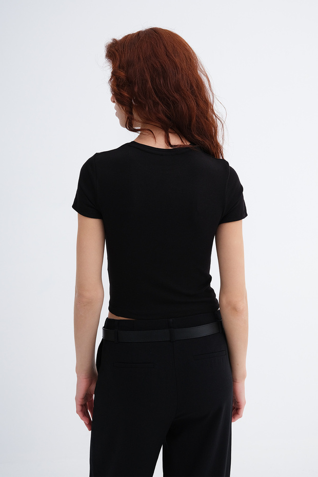 Bisiklet Yaka Basic T-shirt P1430 - 6