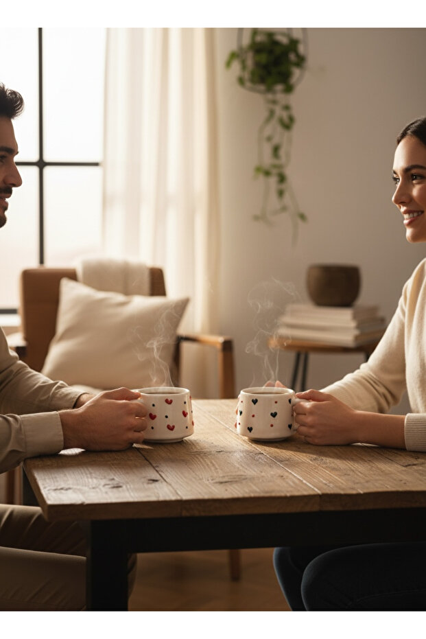 طقم من كوبين بنقشة قلب - 2