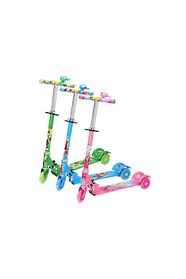 Kids Scooter, Foldable And Adjustable 3-Wheel Scooter With LED Light-Up Wheels - Green