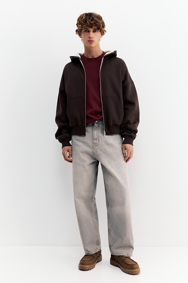 Grafik detaylı fermuarlı kapüşonlu sweatshirt - 3