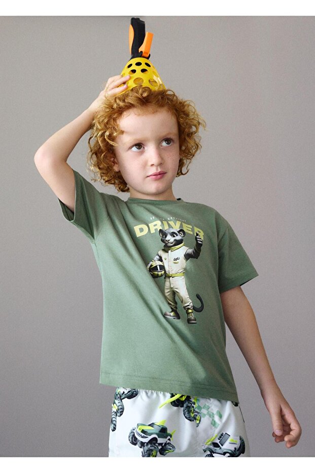 Boy's Racer Printed T-Shirt Green