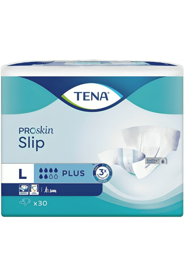 حفائض تينا سليب بلس (TENA Slip Plus) - مقاس (L) كبير - عبوة توفير 30 قطعة.
