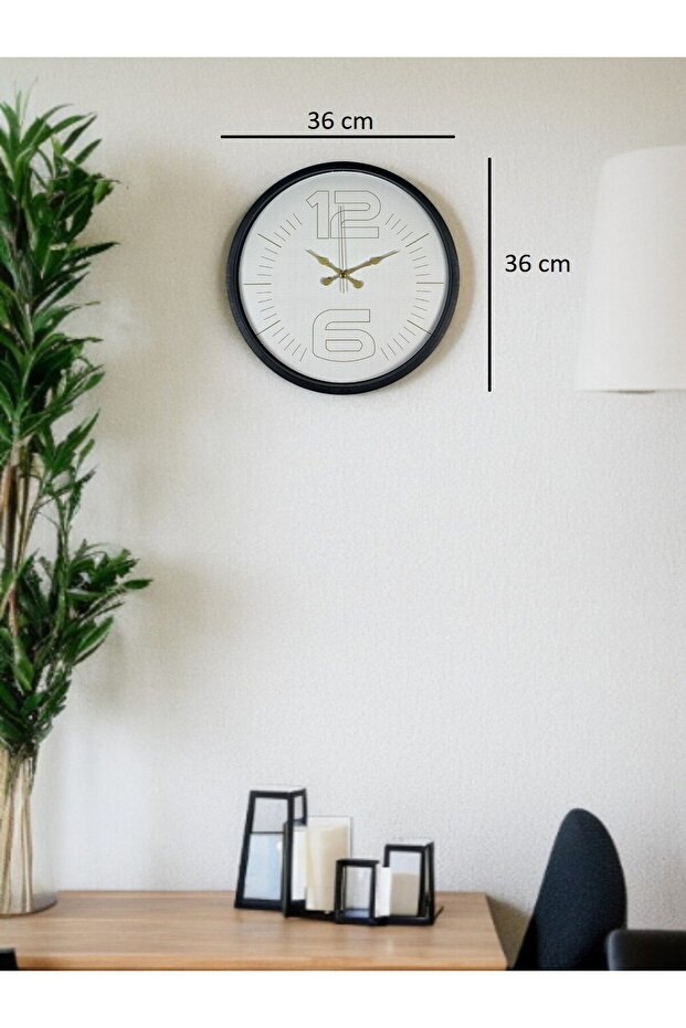 ساعة حائط سوداء أنيقة مقاس 36 سم - 5