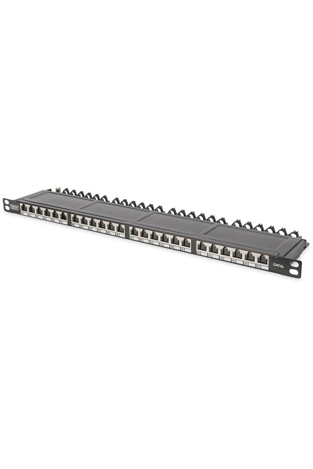 Patch Panel 0.5HE 24-Port Cat6a Ecranat Negru - 1