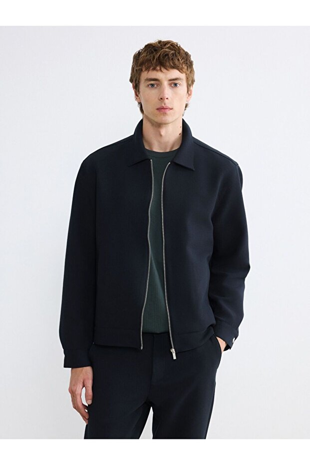 Lcw Vision Navy Blue Shirt Collar Men's Jacket