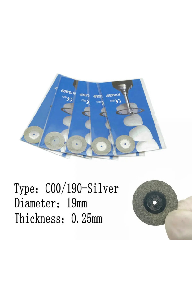 C00-190-Silver-5pcs 5pcs أقراص ماسية طبية للأسنان، قرص قطع مزدوج الجوانب، قرص قطع ذو سماكة دين