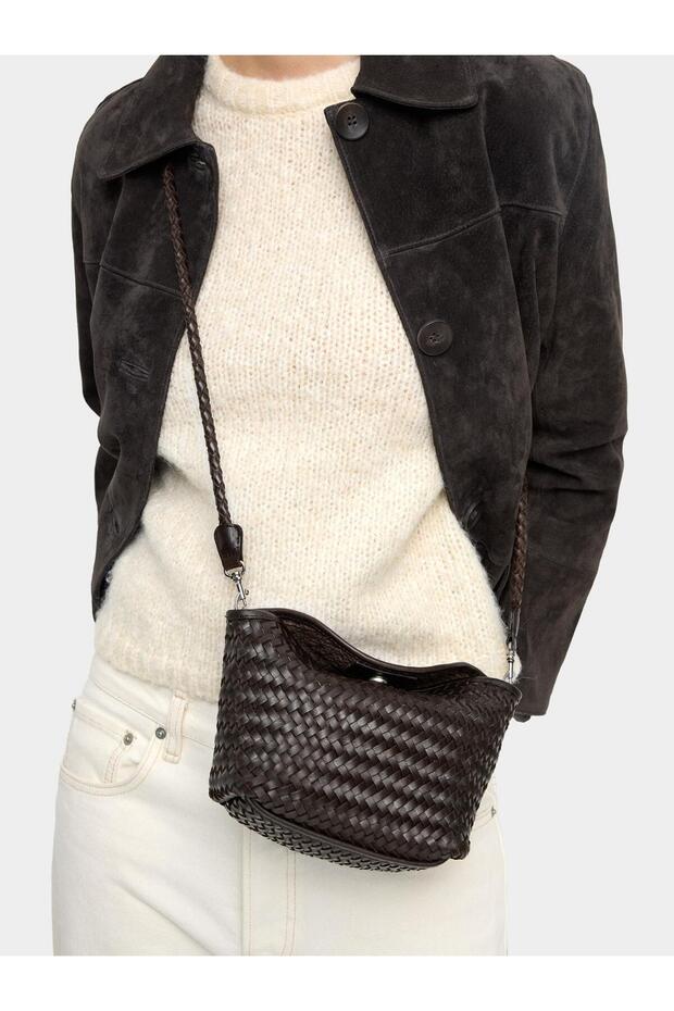 Kadın Örme Deri Çapraz Çanta - 7