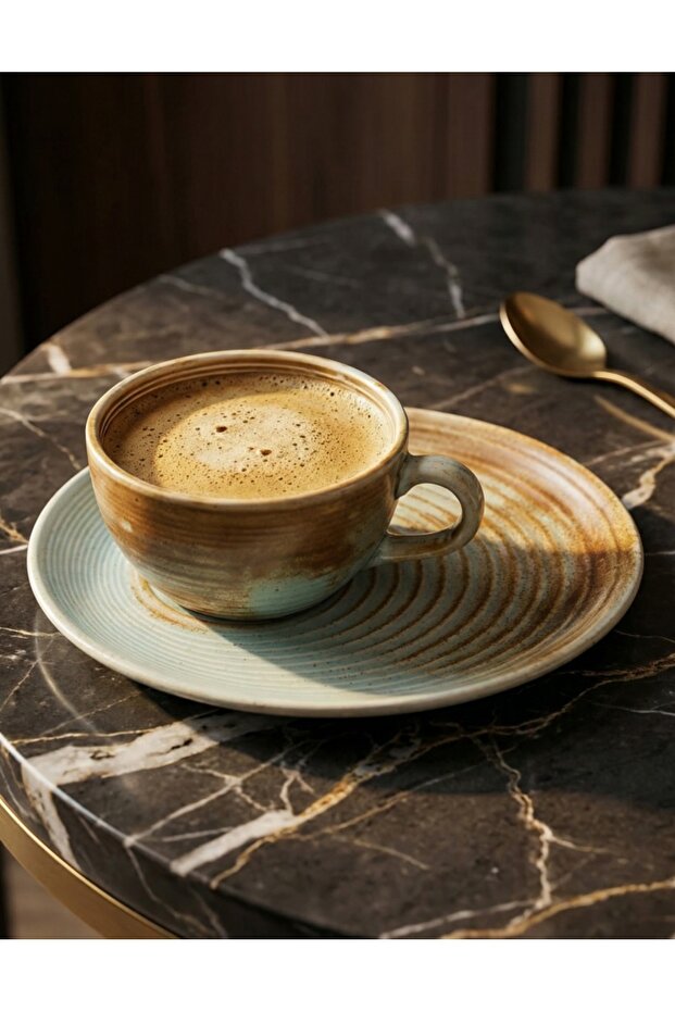 Porcelain Coral Coffee Cup 250 Cc and Coral Coffee Cup Saucer Set - Latte Cappuccino, Americano