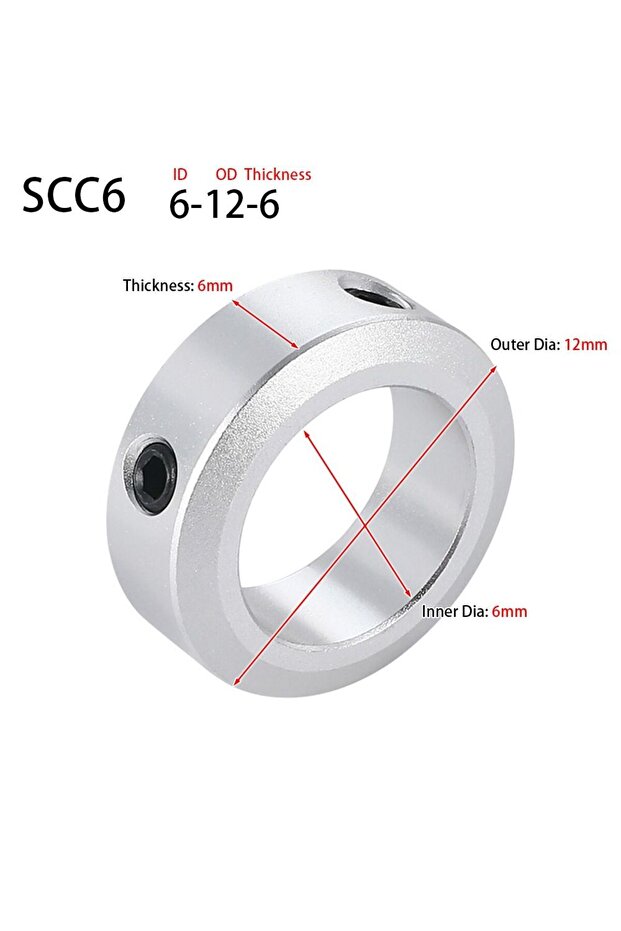 3 قطع SCC6 6-12-6 6-30 مم قطر حلقة تحديد الحركة الثابتة من نوع البرغي المصنوعة من سبائك الألومنيوم لقفل عمود الدوران