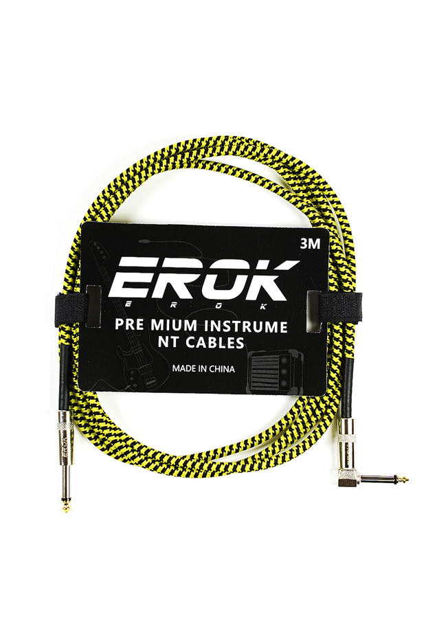3M-Yellow EROK 1.5M/3M/6M/10M Premium Guitar Cable 1/4 Inch Instrument Cable-Super Durable Guitar Ch