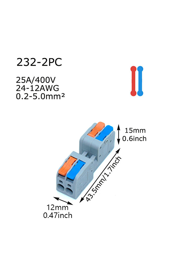 10PCS 232-2Pc 5/10PCS Wire Connector Universal Compact Splitter Lamp Wiring Cable Connector Docking