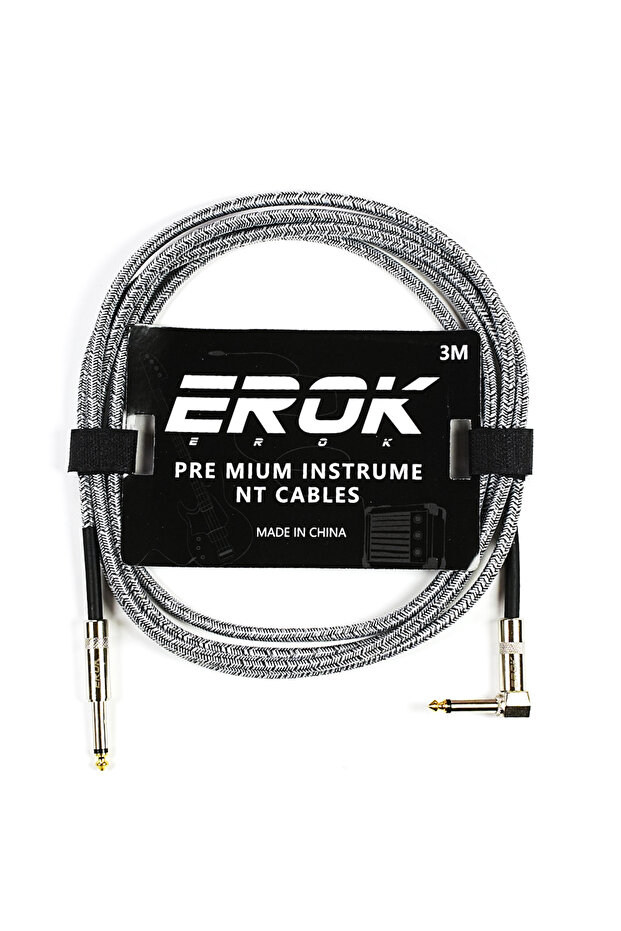 3M-Gray EROK 1.5M/3M/6M/10M Premium Guitar Cable 1/4 Inch Instrument Cable-Super Durable Guitar Chor