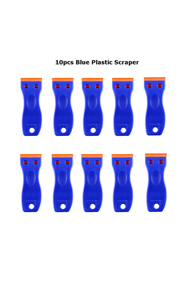 Blue 10pcs scraper Plastic Razor Blade Scraper Remove Label Tool Forwithout Scratches Adhesive Remov