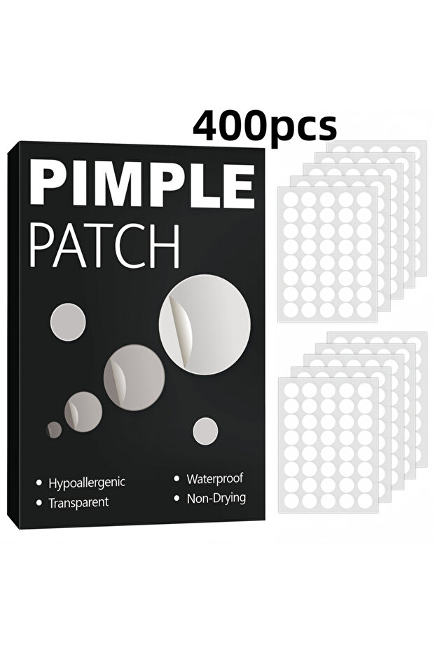 400pcs Clear Invisible Acne Patches for Face – Hydrocolloid Spot Stickers, Oil-Free, Day & Night Use
