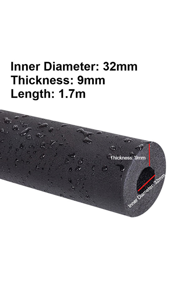 32X9mm 1.7/1.8M Foam Insulation Pipe 6-32mm Flame Retardant Anti-freeze Sleeve for Air Conditione..