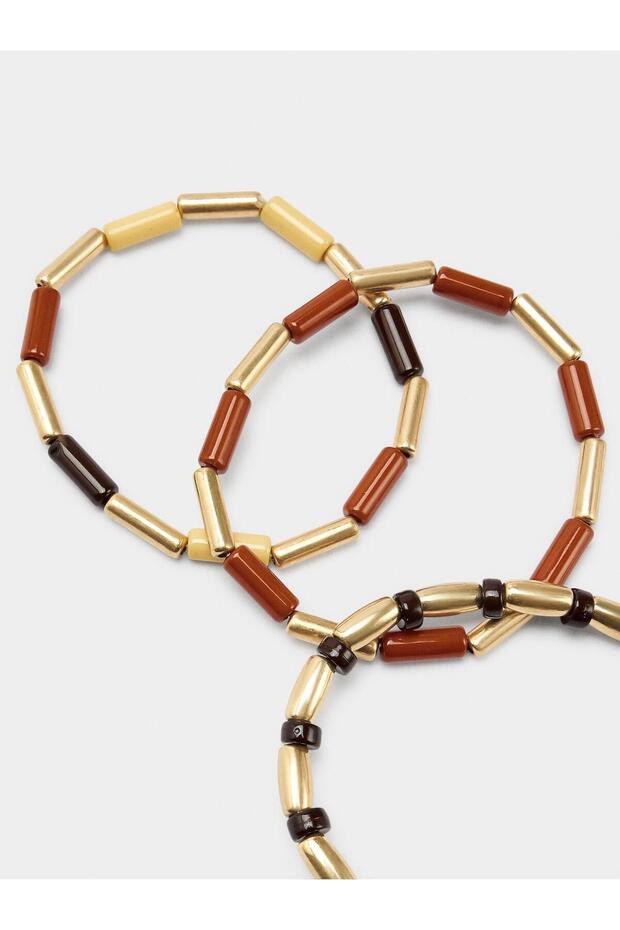 Silindirik Boncuklu Elastik Bileklik Seti - 1