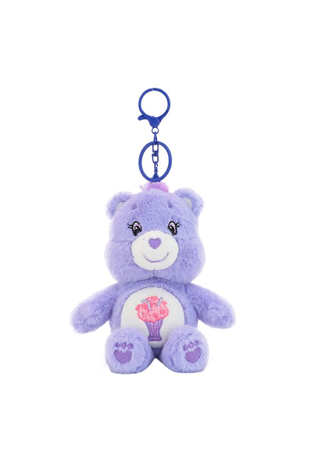 Purple Sharing Bear Care Bears Plush Toy Kawaii Squeak Sound Keychain 15cm Pendant Cute Cartoon Keyc