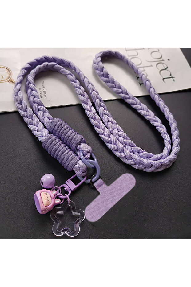 Polyester / Nylon TG-1234 Splicing Long Rope Dopamine Mobile Phone Lanyard Card Crossbody Hanging Ro