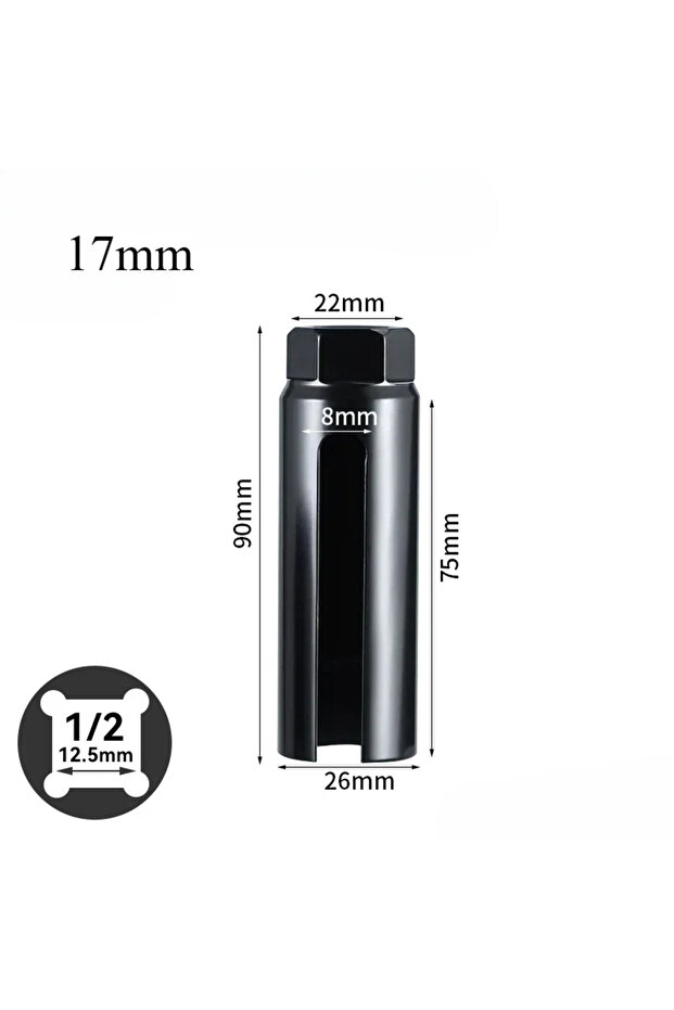 17mm-1pcs Narrow Mouth Oxygen Sensor Sleeve European-style 14-24mm 1/2" Cxygen Sensing Drive Socket