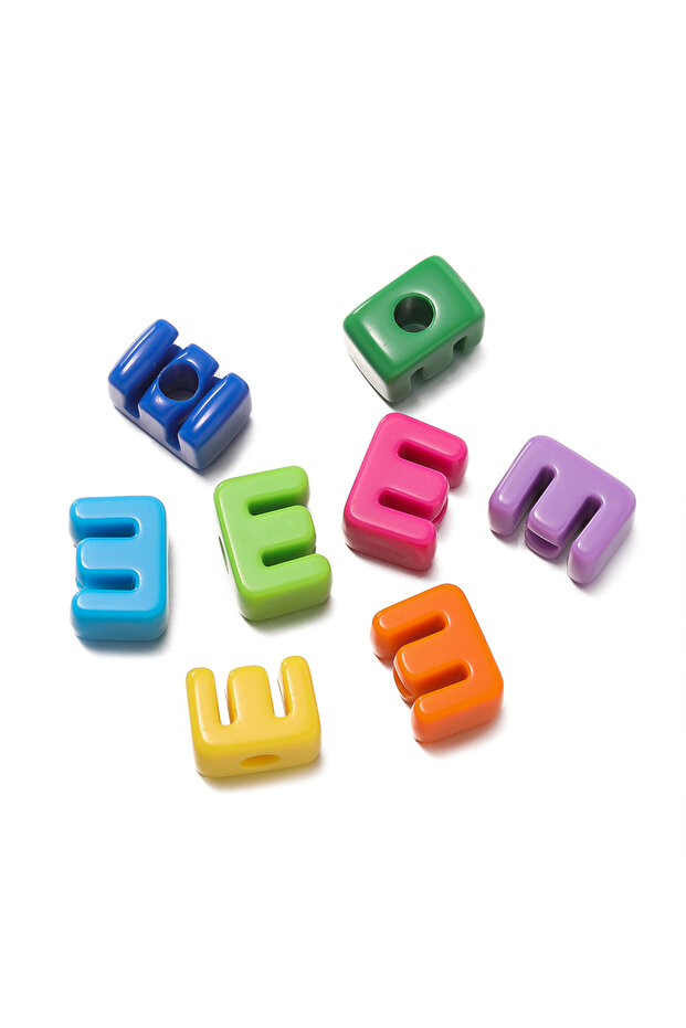 E 10pcs/Lot Acrylic Letter Large Hole Beads Charm Loose Spacer Bead for Bracelet Necklace Key Chain.