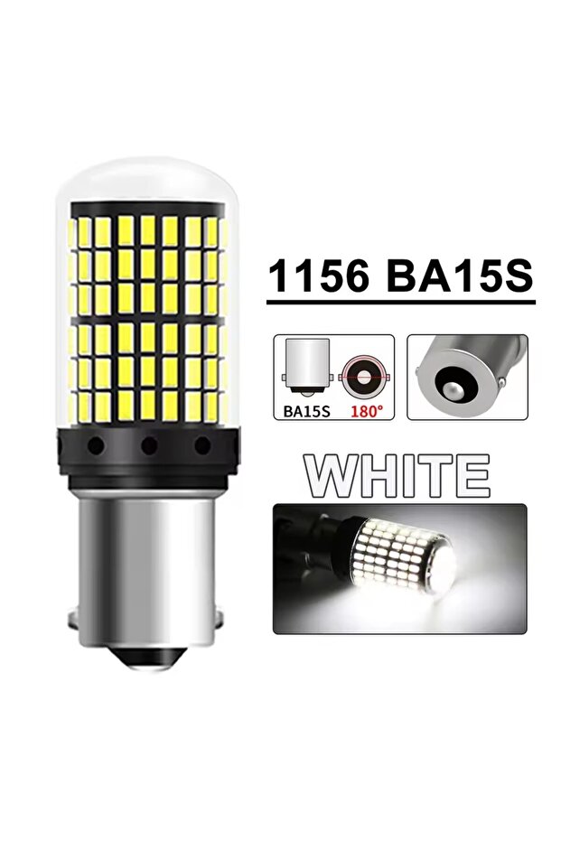 2 pcs BA15S - White 2PCS 1156 BA15S LED CANBUS 3014 144 SMD 1157 BAY15D P21/5W 7440 T20 7443 Turn Si