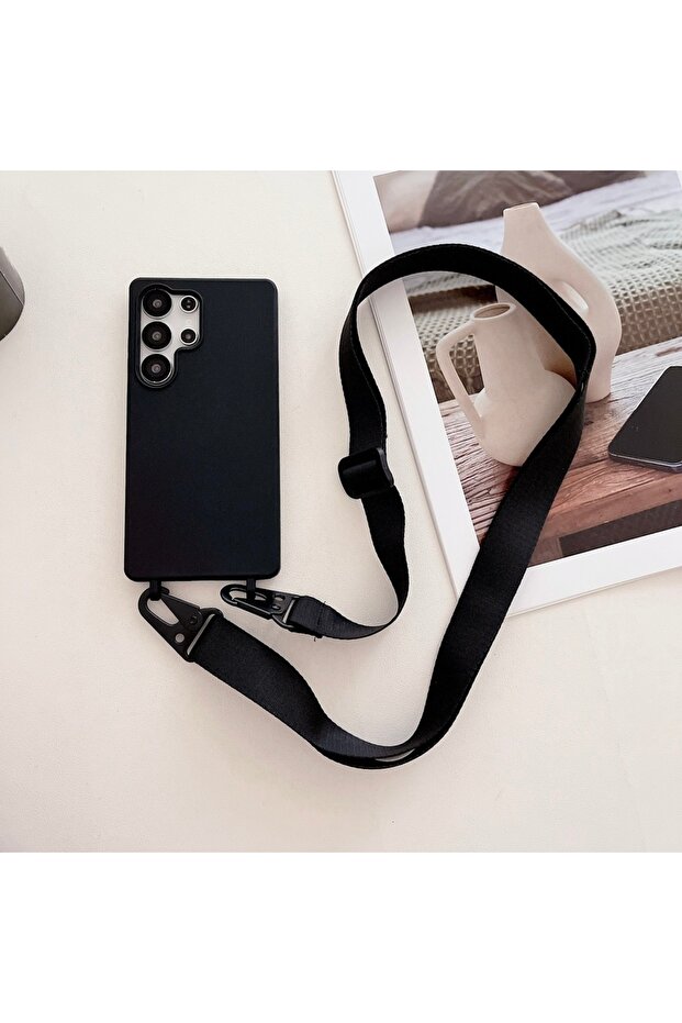 Galaxy S23 Silicon Case & Strap black Shockproof TPU Crossbody Lanyard Silicone Phone Case For S25