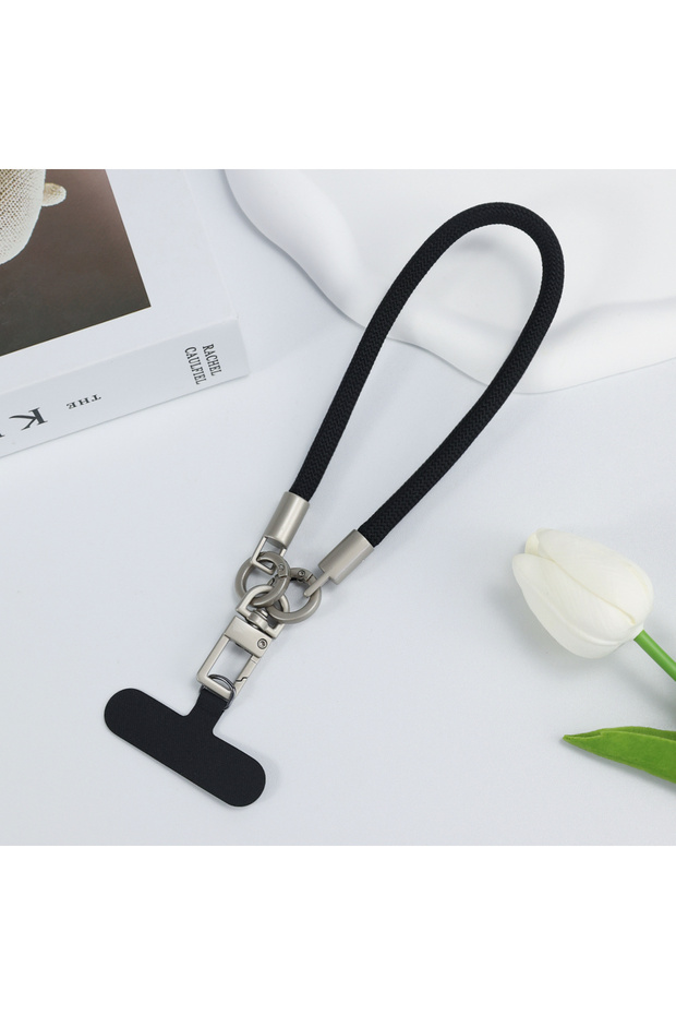 Black New Handwoven Universal Lanyard Mobile Phone Universal Lanyard Wrist Strap Short Rope Hand Str